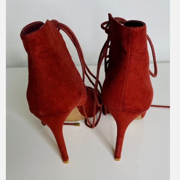 Shoedazzle Mayelin Lace-Up Open toe Ankle Bootie Size 8 - Picture 4 of 5